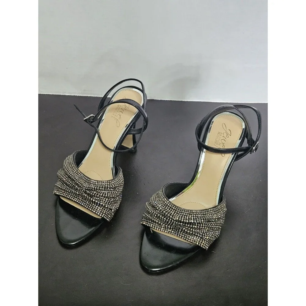 Sz 7.5 - Jewel Badgley Mischka Huntley Womens Black Jewels Evening Sandals